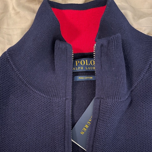 Ralph Lauren by Polo Mesh-Knit Cotton Quarter Zip size Large - Picture 3 of 4
